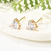 Heart Brass Pave Cubic Zirconia Stud Earrings for Women EJEW-G428-29B-02-2