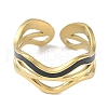 Ion Plating(IP) 304 Stainless Steel Enamel Wave Cuff Finger Rings RJEW-L107-074G-02-2