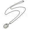 304 Stainless Steel Hollow Catholic Saint Benedict Oval Pendant Box Chain Necklaces NJEW-D089-05P-2