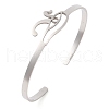 201 Stinless Steel God Eye of Horus Cuff Bangles for Women BJEW-P337-01P-1