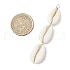 3 Natural Cowrie Shell Beaded Big Pendants PALLOY-JF03807-2