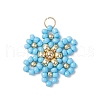Glass Seed Beaded Flower Pendants PALLOY-MZ00712-05-1