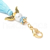 Angel Glass Pearl & MIYUKI Seed Beaded & Polycotton Tassel Pendant Decorations HJEW-MZ00197-02-2