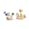 Colorful Cubic Zirconia Triones Stud Earrings EJEW-G315-06G-2