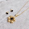 304 Stainless Steel Rhinestone Stud Earrings & Pendant Necklaces Sets FS-WG95951-05-1
