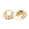 Rack Plating Brass Teardrop Hoop Earrings with Plastic Imitation Pearl Beaded for Women EJEW-G342-05G-2