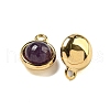 Natural Amethyst Half Round Charms STAS-L080-009G-04-2