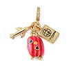 Rack Plating Brass Micro Pave Clear Cubic Zirconia European Dangle Charms X-KK-P279-32G-1
