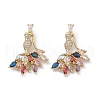 Brass Colorful Cubic Zirconia Pendants KK-E068-VA065-2-2