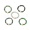 5Pcs Natural Green Aventurine & Moss Agate & TaiWan Jade & Ruby in Zoisite & Synthetic Green Goldstone Beads Stretch Rings RJEW-JR00815-2