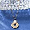 304 Stainless Steel & Oval White Glass Donut Pendant Necklaces for Women NJEW-A045-01G-4