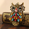 Owl Alloy Colorful Rhinestone Pendant Long Necklaces FS-WGE0302-01-3