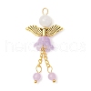 8Pcs 8 Colors Natural Dyed Malaysia Jade & Glass Beaded Angel Pendants PALLOY-JF03986-3