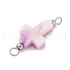 35Pcs 7 Colors Two Tone Cross Acrylic Connector Charms PALLOY-JF03528-02-3