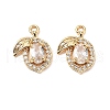 Brass Micro Pave Clear Cubic Zirconia Pendants KK-A259-21G-1