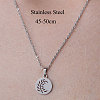 201 Stainless Steel Hollow Leaf Pendant Necklace NJEW-OY001-22-3