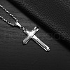 Cross 304 Stainless Steel Pendant Ball Chain Long Necklaces for Men FS-WG328E8-01-2