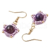 Natural Tiger Eye Star Dangle Earrings EJEW-MZ00354-03-4