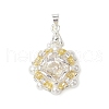 3 Pcs Glass Rhinestone with Acrylic Pearl Pendants PALLOY-MZ00251-2