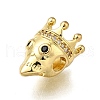 Brass Micro Pave Clear Cubic Zirconia Beads ZIRC-I070-120G-2