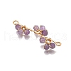 4Pcs 4 Styles Natural Green Aventurine & Apatite & Carnelian and Amethyst Faceted Round Beaded Branch Connector Charms PALLOY-TA00273-5
