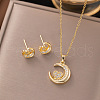 Brass Micro Pave Clear Cubic Zirconia Stud Earrings & Pendant Necklaces Sets FS-WG8C3C9-02-1