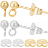 Beebeecraft 100Pcs 2 Style 304 Stainless Steel Ball Post Stud Earring Findings STAS-BBC0004-74-1