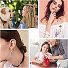  8Pcs Handmade Polymer Clay Round with Flower Pattern Dangle Leverback Earrings HJEW-NB0001-38-6