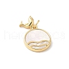Brass Pave Natural White Shell Pendants KK-S522-12G-2