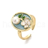 Mother's Day Jewellery Brass Enamel Cuff Rings RJEW-K291-03G-01-4