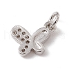 Brass Micro Pave Clear Cubic Zirconia Butterfly Charms ZIRC-F132-92P-2