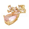 Rack Plating Brass Micro Pave Cubic Zirconia Pendants KK-P241-18G-05-2