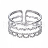 Non-Tarnish 304 Stainless Steel Star Open Cuff Ring RJEW-T023-94P-1
