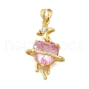 Brass Micro Pave Cubic Zirconia Pendants KK-K401-02A-G-1