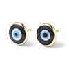 Enamel Evil Eye Stud Earrings EJEW-G334-01G-03-1