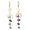Moon & Sun & Star Brass Asymmetrical Earrings EJEW-JE05461-01-1