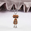 Alloy & Wood Robot Pendant Necklaces FS-WGB43E5-05-1