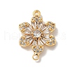 Brass Pave Clear Cubic Zirconia Flower Links Connector Charms KK-K378-24G-1