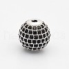 CZ Brass Micro Pave Grade AAA Black Color Cubic Zirconia Round Beads KK-O065-6mm-01P-NR-1