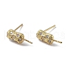 Brass with Cubic Zirconia Rhombus Stud Earrings Findings KK-B087-06G-1