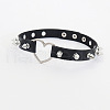 Spiked Rivet Alloy Heart Link PU Leather Choker Necklaces for Women FS-WGC3189-01-4