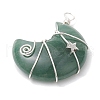 Natural Green Aventurine Copper Wire Wrapped Pendants PALLOY-JF02686-03-3
