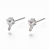 Brass Micro Clear Cubic Zirconia Stud Earring Findings KK-R132-066P-NF-1