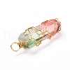 Natural Dyed Quartz Bead Pointed Pendants PALLOY-JF00921-6