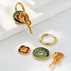 Dragon & Flat Round & Flower Brass Enamel Hoop Earrings FS-WGDA516-01-3