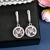 925 Sterling Silver Pave Cubic Zirconia Flat Round Hoop Earrings EJEW-C150-01C-02-2
