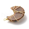 Natural Tiger Eye Copper Wire Wrapped Pendants PALLOY-JF01639-02-4