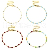 PVD Vacuum Plating 304 Stainless Steel & Glass Column Link Chain Bracelets for Women BJEW-P334-14G-1