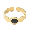 Ion Plating(IP) 304 Stainless Steel Enamel Textured Round Cuff Finger Rings RJEW-L107-066G-02-2