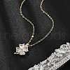 Brass Micro Pave Cubic Zirconia Four Leaf Clover Pendant Neckalces for Women NJEW-S448-02G-3